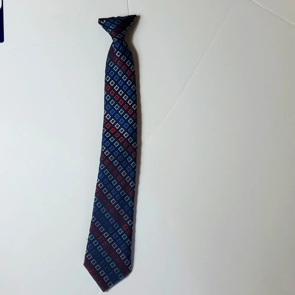 George red, white and blue patterned clip on tie